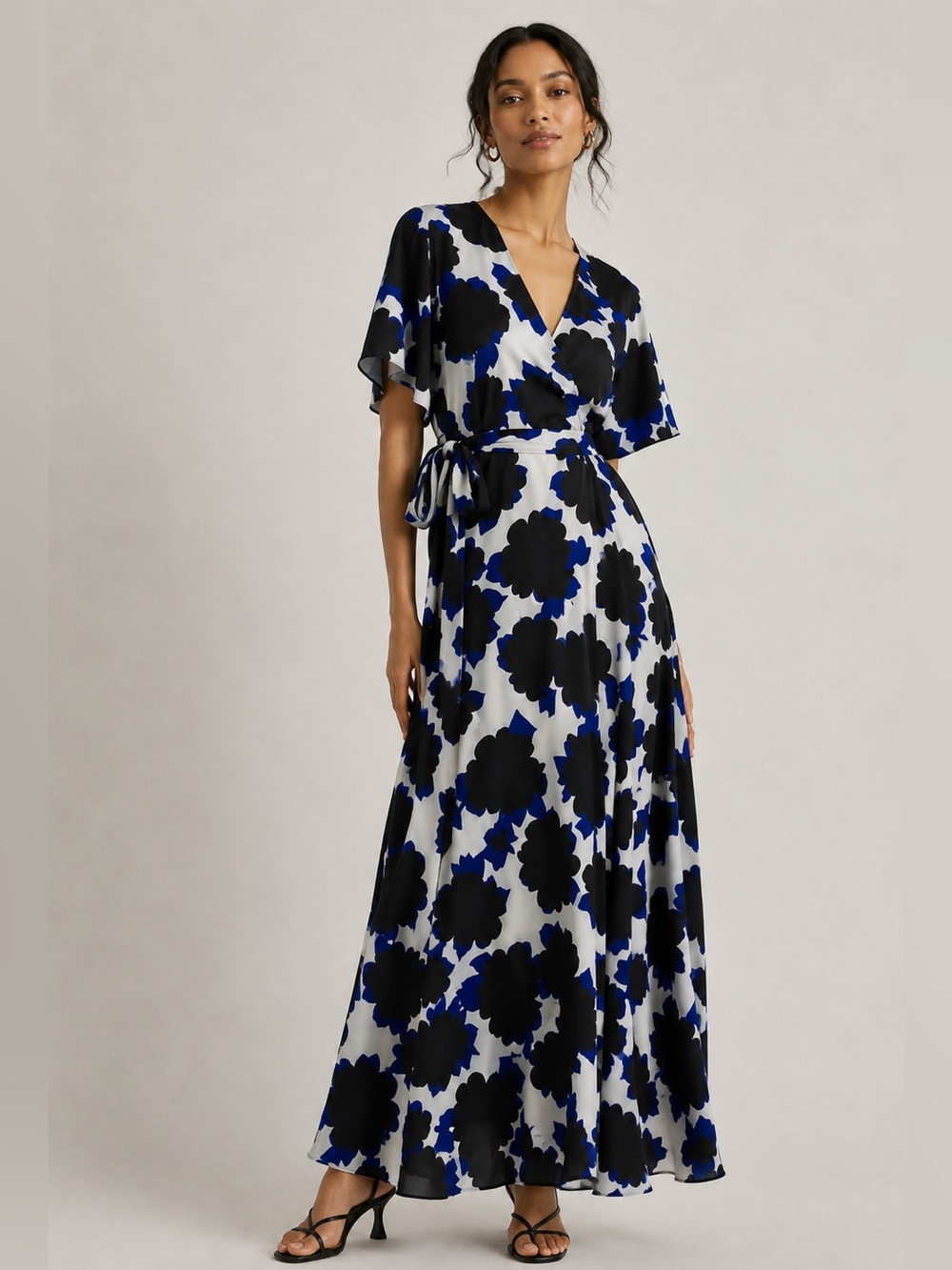 Anthropologie Hutch Floral Wrap Maxi Dress Black Blue Size S NWT